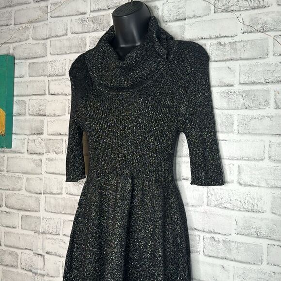NWT Nine West Black Silver Shimmer Sweater Dress Size Large, Sparkle - Picture 5 of 8